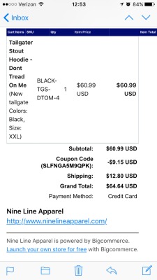 Ok so that just fucking happened… Ordered a 9line apparel