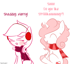 askcutiepie:  It ain’t funny, Merry! >/////<  Teehee!