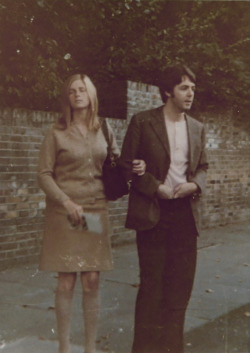 maccasmccartney:  Paul & Linda McCartney out and about in