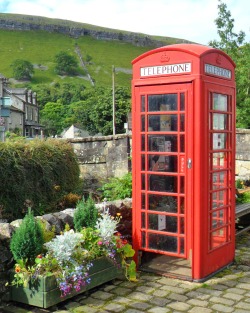 vwcampervan-aldridge:  Red Telephone box and flowers, Kettlewell,