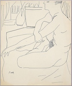 juju-be-art:ANDY WARHOL, Seated Male Nude, c. 1954  Ink on manilla