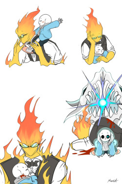 mooncatyao:  [Protect] Grillby & little Sans<First part>(Previous)/(NEXT)