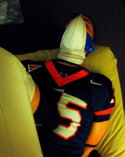 bondagejock:  Tied in football, forced jock cup sniffing, some
