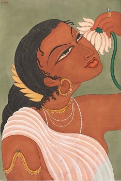 arjuna-vallabha: Woman with lotus by Y G Srimati  Lovely, but