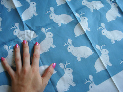 sixrabbits:  My jackalope fabric is finally here! I’m so excited