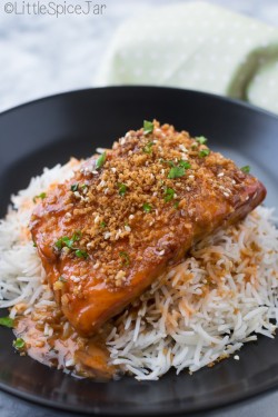 do-not-touch-my-food:  Teriyaki Salmon with Sriracha Sauce  Yum