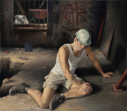 the-Wounded-Worker-2010-oil-on-canvas-114x130cm by Peter churcher
