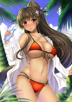 zan66:  anthropomorphization bikini cleavage kantai collection