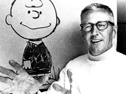 cheesewhizexpress: Charles Schultz with Charlie Brown  		 Charles