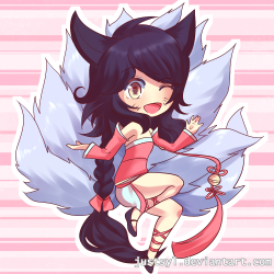 Felt like drawing some chibi with pastel colors~ Ahri from league