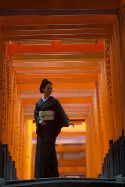 kimonojunko:Travelling through the Shinto gates.