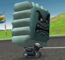 canvasprettyboy:  suppermariobroth:  Thwomp riding his moped,