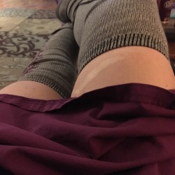 coffeetablegirl-sexy:  Heavy thigh highs and boots! ‘Tis the