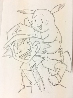 sol-domino:Felt like drawing Ash and Pikachu