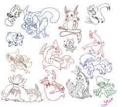 mahoxyshoujo:  Here we go! Pokemon drawn from memory. Most of