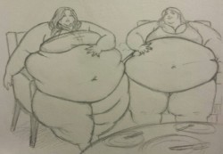 bluebot777: ray-norr: Another old sketch. Just two stuffed girls.