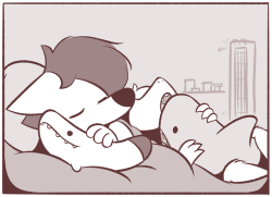 theartmanor:Still sleeps with plush animals. <3