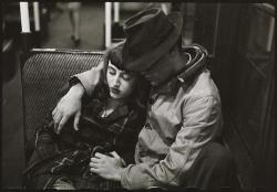 blackpicture:  Stanley Kubrick Couple on a subway. New York City