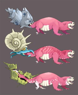 riskydoodles:  Slowbro evolutions of my Slowpoke variations from