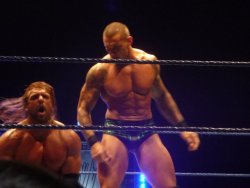 rwfan11:  Orton watching HHH jerk off in the middle of the ring!