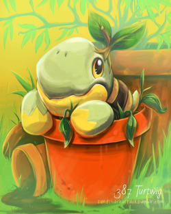 sandsharkattack: Da 33 #387 Turtwig ! About 2.5 hours in Photoshop