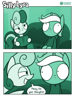 sillylyracomic:  Lyra asks the real questions. But Bon Bon is