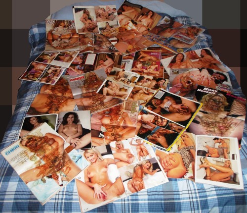 stickyspunkypages:  Lovin’ that stash!  A good night in for a chronically addicted masturbator & pornfiend.  Well, it’s good to have a hobby isn’t it? 
