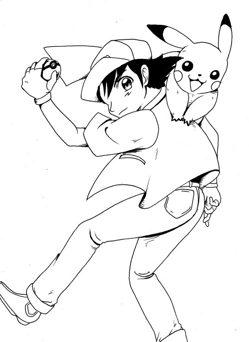 kitt-fishy:Ash Ketchum From Palette town and his partner Pikachu