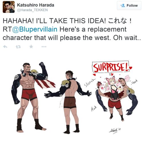 diepod-stuff:  so yeah Harada retweeted the drawing  HAHAHA OUTSTANDING!