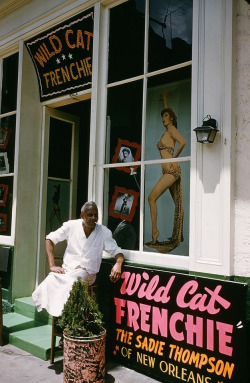 vintageeveryday:A view down Bourbon street outside Wild Cat Frenchie