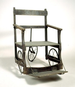 Wheelchair used at Mont Park Hospital for the Insane circa 1920.