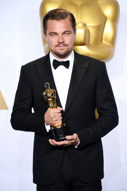 mcavoys:    Leonardo DiCaprio poses in the press room with the