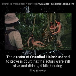 unbelievable-facts:The director of Cannibal Holocaust had to