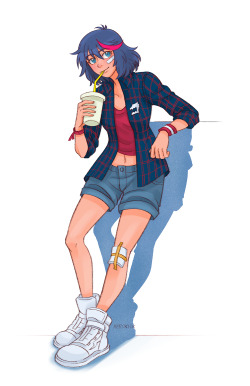 herokick:  Matoi Ryuko sippin’ her favorite sour drink! ☆