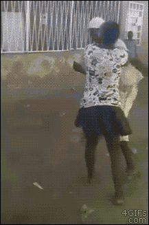 4gifs:  Woman judo throws a man harassing her