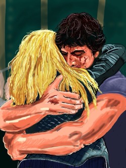 sarano72:  iPad fan art no.5 Clarke @ Bellamy ‘The Hug’ tried