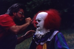 awful-b-movie-horror:  Tim Curry getting his makeup applied on