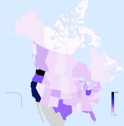 hansarai:mapsontheweb:Distribution of reported Bigfoot sightings