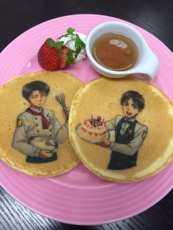 New Levi and Eren pancakes from the Shingeki no Kyojin x Sweets