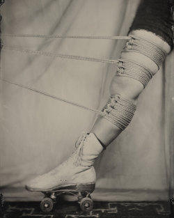 4x5 Mounted Print of Shibari / Bondage Leg with Roller Skate