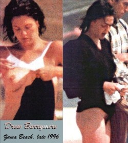 toplessbeachcelebs:  Drew Barrymore (Actress) caught changing