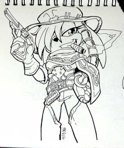 Inktober 2016, Julie-su cyborg cowboy.  Patreon  •  Ko-fi •