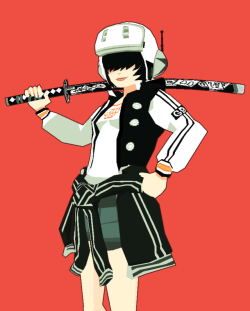 seafoamfucker:Low poly Katana Girl, she’s a part of a street