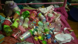 softnlittle:  All of my sippys/babas, my pacis, my bib, paci