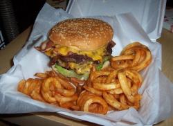 yummyfoooooood:  Bacon Double Cheeseburger with Spiral Fries