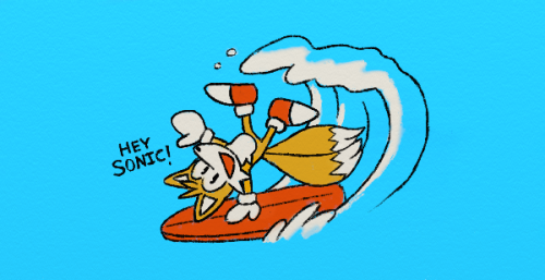 cort3d:quick doodle of tails surfing and annoying sonic  
