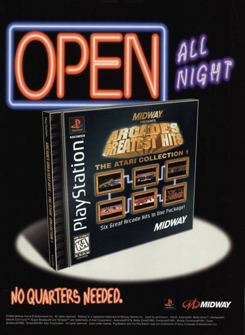 oldgamemags:  Open All Night‘Midway’s Arcade Greatest Hits’PlayStation