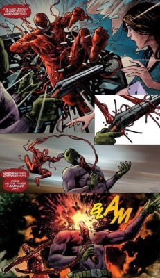 Meanwhile Carnage is stealing spidey’s catch phrase and theme