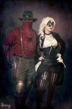 Western Spiderman and Saloon Black Cat by KayLynn-Syrin 