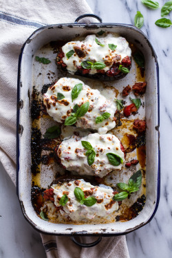 do-not-touch-my-food:  Roasted Garlic Eggplant with Italian Chicken